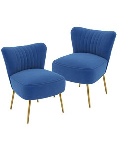 HOMCOM Set of 2 Accent Chairs, Upholstered Living Room Chairs, Dark Blue 839-917V71DB