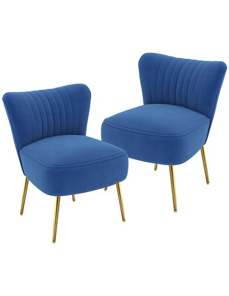 HOMCOM Set of 2 Accent Chairs, Upholstered Living Room Chairs, Dark Blue 839-917V71DB - pic 67669 | FastDaddyshop
