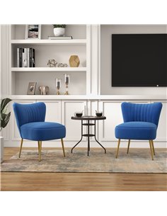 HOMCOM Set of 2 Accent Chairs, Upholstered Living Room Chairs, Dark Blue 839-917V71DB 2