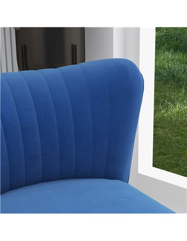 HOMCOM Set of 2 Accent Chairs, Upholstered Living Room Chairs with Gold Tone Steel Legs, Wingback Armless Chairs, Dark Blue 839-