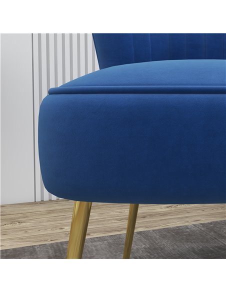 HOMCOM Set of 2 Accent Chairs, Upholstered Living Room Chairs with Gold Tone Steel Legs, Wingback Armless Chairs, Dark Blue 839- - pic 67677 | FastDaddyshop