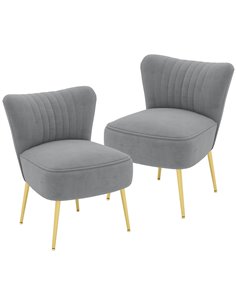 HOMCOM Set of 2 Accent Chairs, Upholstered Living Room Chairs, Grey 839-917V71GY