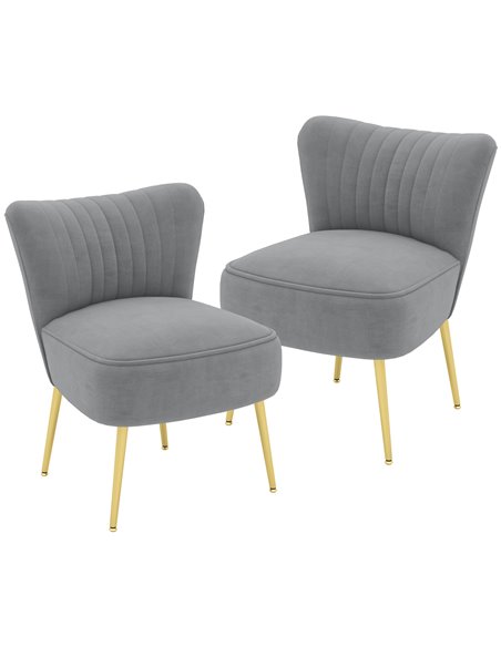 HOMCOM Set of 2 Accent Chairs, Upholstered Living Room Chairs, Grey 839-917V71GY - pic 67678 | FastDaddyshop