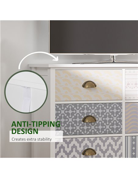 HOMCOM Chest of Drawers, 6-Drawer Dresser with Metal Handles, Wide Storage Cabinet Unit for Living Room, Bedroom - pic 6768 | FastDaddyshop