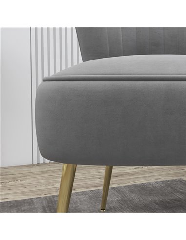 HOMCOM Set of 2 Accent Chairs, Upholstered Living Room Chairs with Gold Tone Steel Legs, Wingback Armless Chairs, Grey 839-917V7