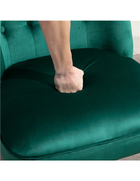 HOMCOM Velvet Accent Chair, Button Tufted Wingback Chair with Rubber Wood Legs for Living Room, Bedroom, Dark Green 839-010V70GN - pic 67694 | FastDaddyshop