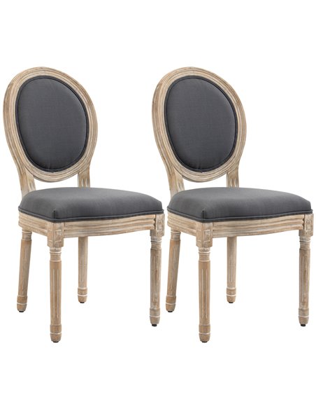 HOMCOM Dining Chairs Set of 2, French-Style Kitchen Chairs, Grey 835-524V70GY - pic 67696 | FastDaddyshop