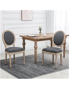 HOMCOM Dining Chairs Set of 2, French-Style Kitchen Chairs, Grey 835-524V70GY 2