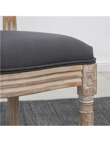 HOMCOM Dining Chairs Set of 2, French-Style Kitchen Chairs, Armless Accent Chairs with Backrest and Linen-Touch Upholstery, Grey