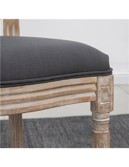 HOMCOM Dining Chairs Set of 2, French-Style Kitchen Chairs, Armless Accent Chairs with Backrest and Linen-Touch Upholstery, Grey - pic 67702 | FastDaddyshop