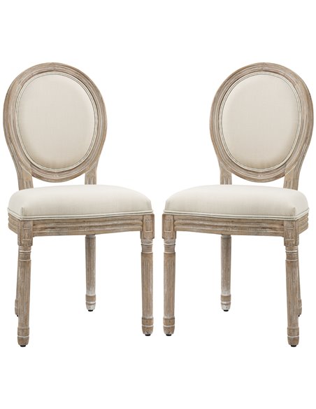 HOMCOM Dining Chairs Set of 2, French-Style Kitchen Chairs, Cream 835-524V70CW - pic 67705 | FastDaddyshop