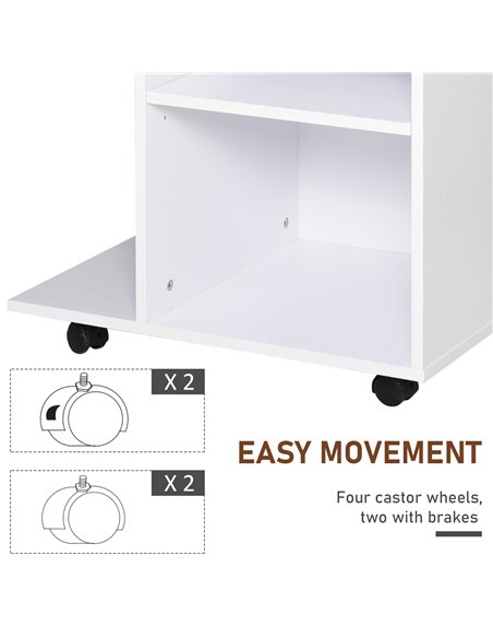 Vinsetto Printer Stand, Mobile, Rolling Cart, Desk Side with CPU Stand, Drawer, Adjustable Shelf, Wheels, White. 920-069WT - pic 67719 | FastDaddyshop