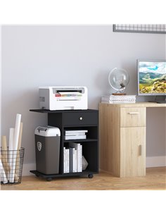 Vinsetto Mobile Printer Stand Rolling Cart Desk Side with CPU Stand, Black 920-069BK 2