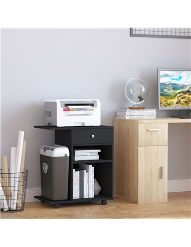 Vinsetto Mobile Printer Stand Rolling Cart Desk Side with CPU Stand Drawer Adjustable Shelf and Wheels Black 920-069BK