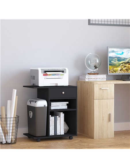 Vinsetto Mobile Printer Stand Rolling Cart Desk Side with CPU Stand Drawer Adjustable Shelf and Wheels Black 920-069BK - pic 67724 | FastDaddyshop