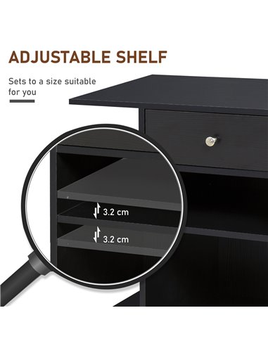 Vinsetto Mobile Printer Stand Rolling Cart Desk Side with CPU Stand Drawer Adjustable Shelf and Wheels Black 920-069BK