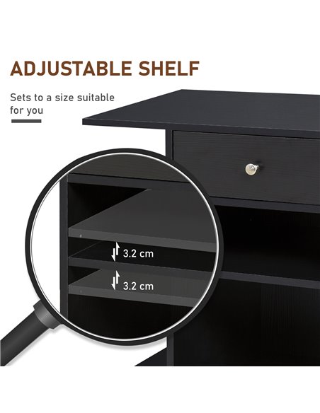 Vinsetto Mobile Printer Stand Rolling Cart Desk Side with CPU Stand Drawer Adjustable Shelf and Wheels Black 920-069BK - pic 67727 | FastDaddyshop
