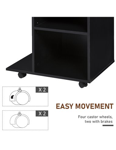 Vinsetto Mobile Printer Stand Rolling Cart Desk Side with CPU Stand Drawer Adjustable Shelf and Wheels Black 920-069BK