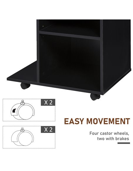 Vinsetto Mobile Printer Stand Rolling Cart Desk Side with CPU Stand Drawer Adjustable Shelf and Wheels Black 920-069BK - pic 67728 | FastDaddyshop