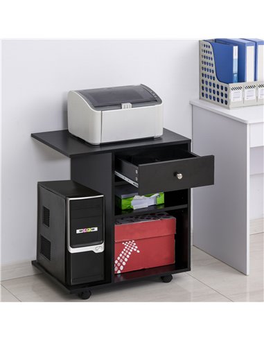 Vinsetto Mobile Printer Stand Rolling Cart Desk Side with CPU Stand Drawer Adjustable Shelf and Wheels Black 920-069BK