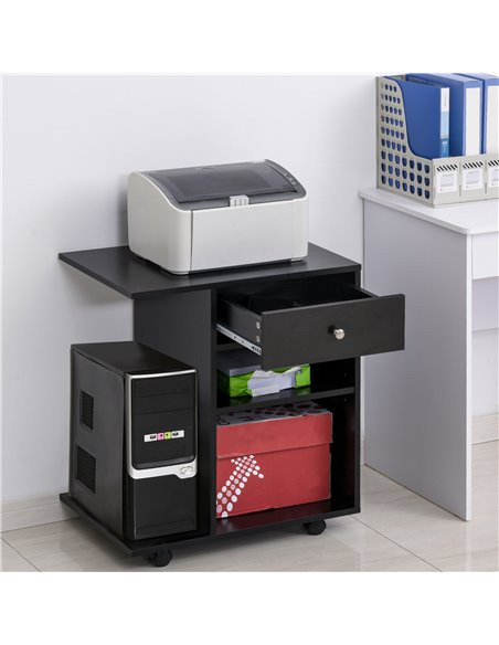 Vinsetto Mobile Printer Stand Rolling Cart Desk Side with CPU Stand Drawer Adjustable Shelf and Wheels Black 920-069BK - pic 67729 | FastDaddyshop
