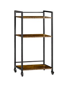 HOMCOM 3-Tier Printer Stand, Utility Cart, Rolling Trolley, Rustic Brown 838-258V00RB