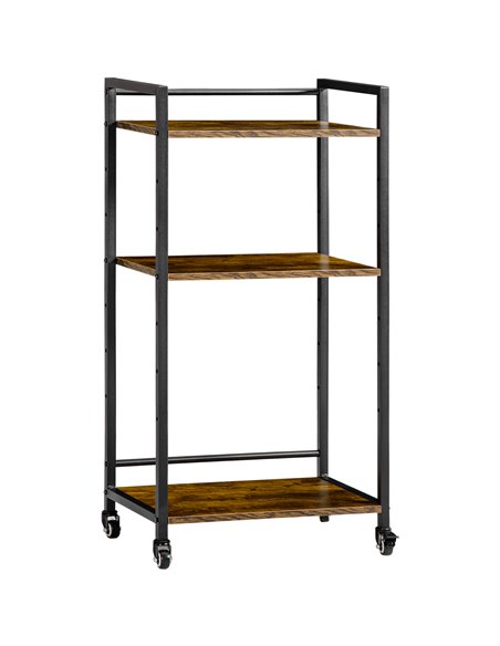 HOMCOM 3-Tier Printer Stand, Utility Cart, Rolling Trolley, Rustic Brown 838-258V00RB - pic 67732 | FastDaddyshop