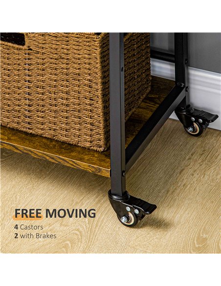 HOMCOM 3-Tier Printer Stand, Utility Cart, Rolling Trolley with Adjustable Shelves with Lockable Wheels for Home Office, Rustic  - pic 67736 | FastDaddyshop