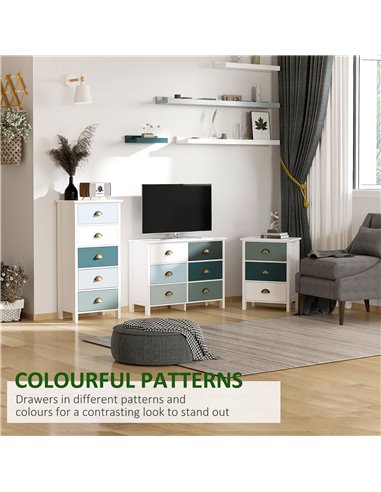 HOMCOM Chest of Drawers, 6-Drawer Dresser with Metal Handle, Wide Storage Organiser Unit for Living Room, Bedroom