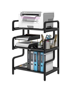 HOMCOM 3-Tier Storage Shelves, Industrial Printer Table, Black 838-446V80BK