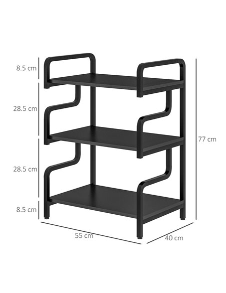 HOMCOM 3-Tier Storage Shelves, Metal Shelving Unit, Industrial Printer Table for Home Office, Display Rack for Living Room, Blac - pic 67761 | FastDaddyshop