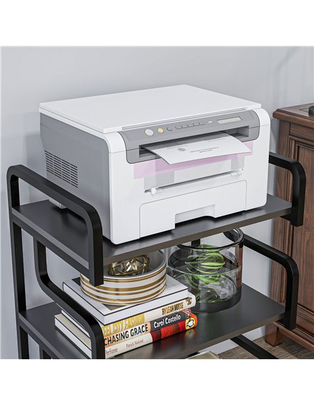 HOMCOM 3-Tier Storage Shelves, Metal Shelving Unit, Industrial Printer Table for Home Office, Display Rack for Living Room, Blac - pic 67766 | FastDaddyshop