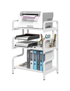 HOMCOM 3-Tier Storage Shelves, Industrial Printer Table, White 838-446V80WT