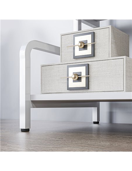 HOMCOM 3-Tier Storage Shelves, Metal Shelving Unit, Industrial Printer Table for Home Office, Display Rack for Living Room, Whit - pic 67776 | FastDaddyshop