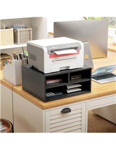 HOMCOM Desktop Printer Stand with Storage, 2-Tier Desk Organizer with 3 Open Compartments for Home Office, Black 924-087V00BK 2