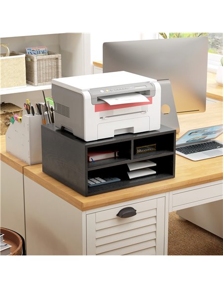 HOMCOM Desktop Printer Stand with Storage, 2-Tier Desk Organizer with 3 Open Compartments for Home Office, Black 924-087V00BK - pic 67778 | FastDaddyshop