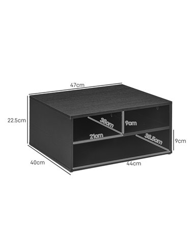 HOMCOM Desktop Printer Stand with Storage, 2-Tier Desk Organizer with 3 Open Compartments for Home Office, Black 924-087V00BK