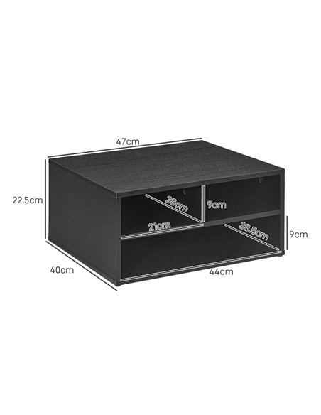 HOMCOM Desktop Printer Stand with Storage, 2-Tier Desk Organizer with 3 Open Compartments for Home Office, Black 924-087V00BK - pic 67779 | FastDaddyshop