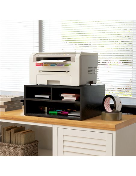 HOMCOM Desktop Printer Stand with Storage, 2-Tier Desk Organizer with 3 Open Compartments for Home Office, Black 924-087V00BK - pic 67782 | FastDaddyshop