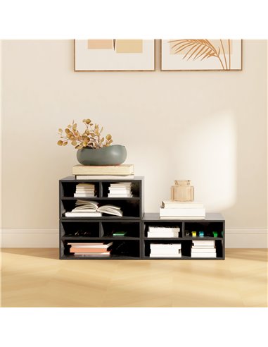 HOMCOM Desktop Printer Stand with Storage, 2-Tier Desk Organizer with 3 Open Compartments for Home Office, Black 924-087V00BK
