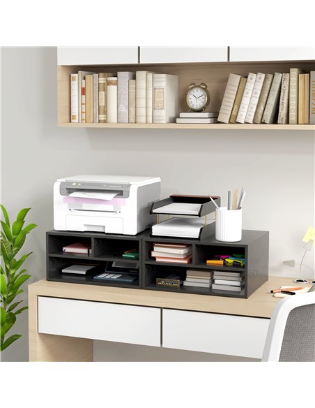 HOMCOM Desktop Printer Stand with Storage, 2-Tier Desk Organizer with 3 Open Compartments for Home Office, Black 924-087V00BK - pic 67784 | FastDaddyshop
