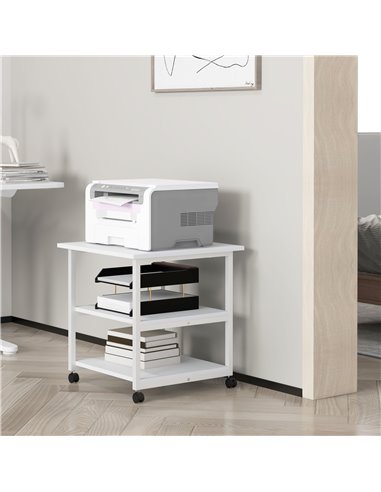HOMCOM 3-Tier Printer Stand with Storage Shelf, Mobile Printer Table on Wheels, 50 x 50 x 52.5cm Rolling Printer Cart for Home O