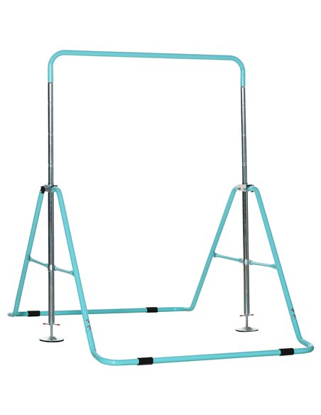 HOMCOM Kids Gymnastics Bar, Foldable Horizontal Bars w/ Adjustable Height, Training Bar w/ Triangle Base - Green 340-005GN - pic 67795 | FastDaddyshop