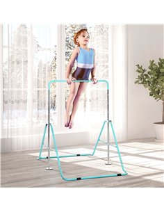 HOMCOM Kids Gymnastics Bar, Foldable Horizontal Bars w/ Adjustable Height, Training Bar w/ Triangle Base - Green 340-005GN 2