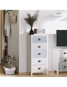 Homcom Slim Chest of Drawers, 5-Drawer Tallboy Dresser, with Metal Handles 2