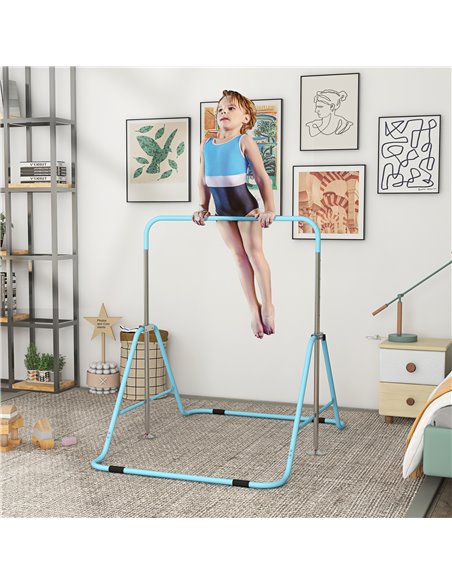 HOMCOM Kids Gymnastics Bar w/ Adjustable Height, Foldable Horizontal Bars, Green 340-005V01GN - pic 67805 | FastDaddyshop