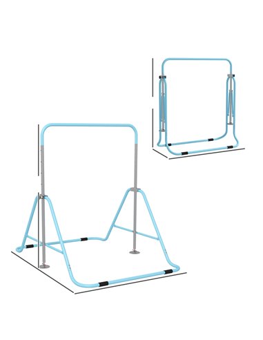 HOMCOM Kids Gymnastics Bar w/ Adjustable Height, Foldable Horizontal Bars, Green 340-005V01GN