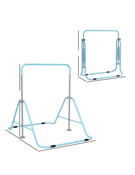 HOMCOM Kids Gymnastics Bar w/ Adjustable Height, Foldable Horizontal Bars, Green 340-005V01GN - pic 67806 | FastDaddyshop