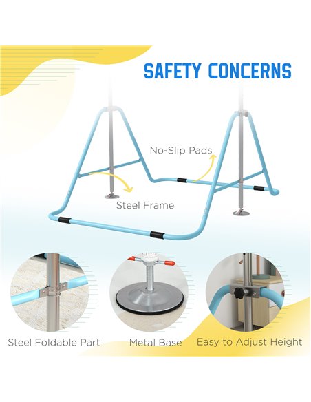 HOMCOM Kids Gymnastics Bar w/ Adjustable Height, Foldable Horizontal Bars, Green 340-005V01GN - pic 67808 | FastDaddyshop