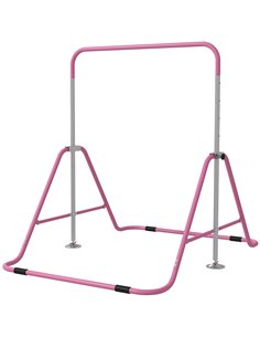 HOMCOM Kids Gymnastics Bar w/ Adjustable Height, Foldable Horizontal Bars, Pink 340-005V01PK